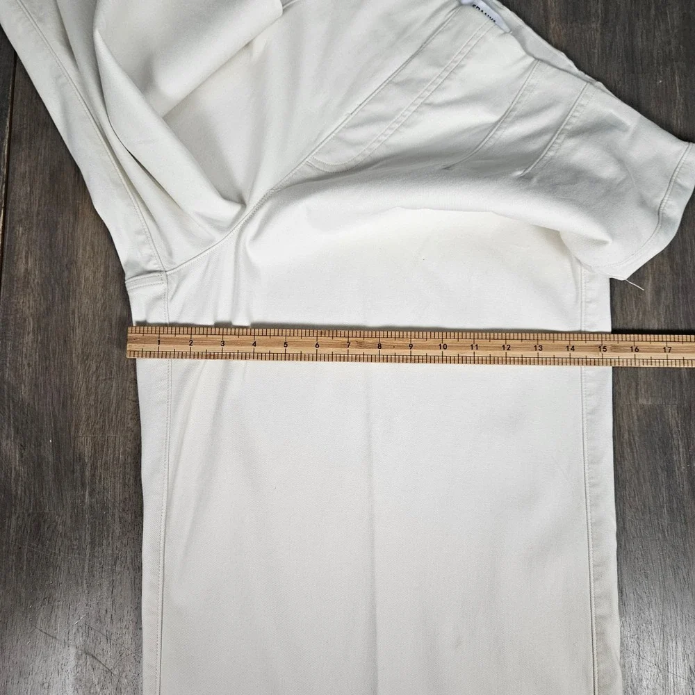 SPANX Womens 1X Pants Pull On Stretch Twill High Rise Cropped Wide Leg Cream